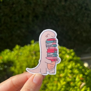 Dinosaur Book Lover Sticker - Waterproof Reader Gift