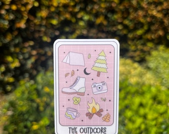 The Outdoors Tarot Card Sticker Waterproof  Decal / Kindle Sticker/ book addict/cozy/ waterbottle/ gifts/cute/camping/adventure girl/hiking