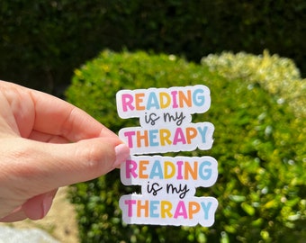 Reading is My Therapy/Booktrovert club, cozy reader, book snob , smut, waterproof sticker decal/ Kindle/hydroflask/gifts