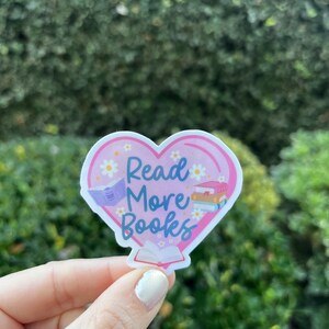 Read More Books Heart Sticker Decal/Booktok/Booktrovert club, cozy reader, book snob , smut, waterproof sticker decal/ Kindle Sticker/laptop image 2