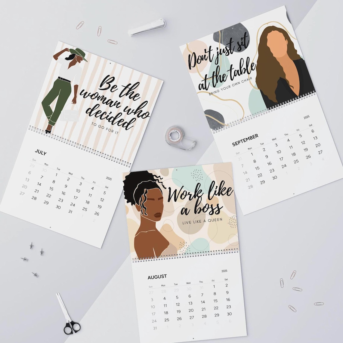 Wall Calendars, Black Woman Boss Motivational 2025 Calendar, African