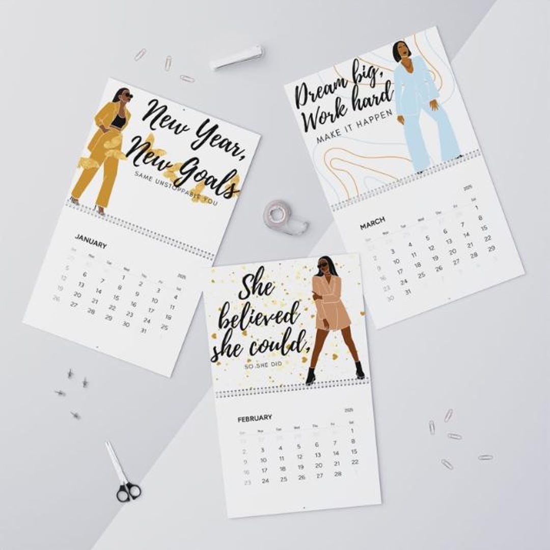 Wall Calendars, Black Woman Boss Motivational 2025 Calendar, African