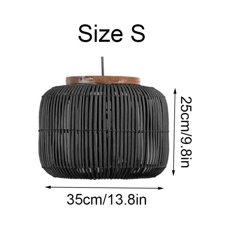 Black Rattan Lampshade, Woven Rattan Pendant Light, Rattan Light
