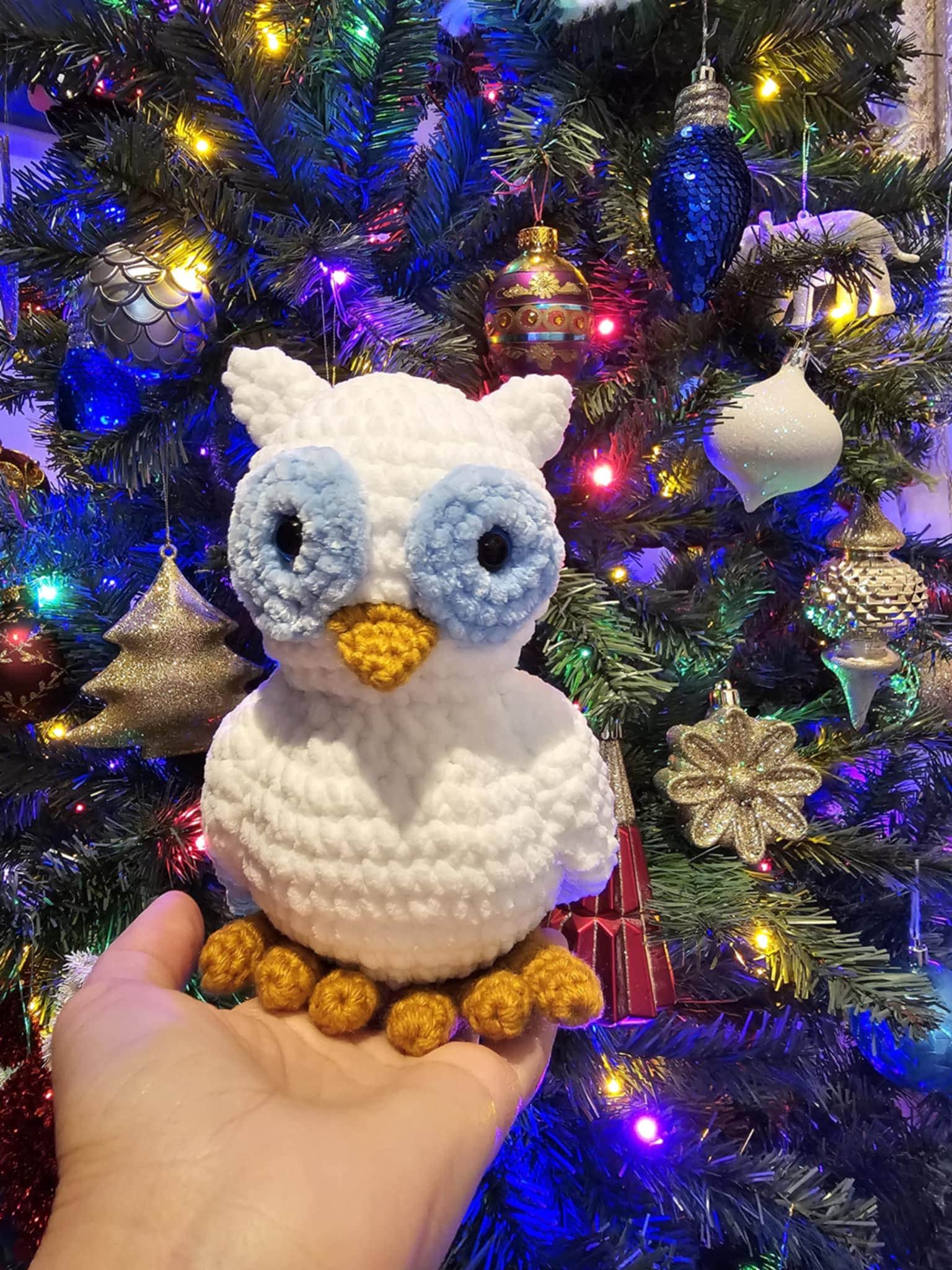 Handmade Crochet Owl Plush: Soft Yarn Cozy Gift