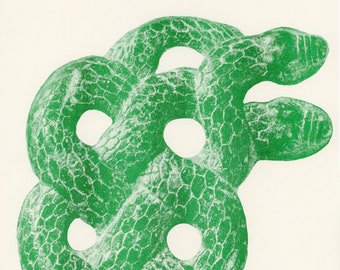 Intertwined Snakes Large Risograph Print 11x17