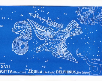 Constellations Vintage Celestial Large Risograph Print