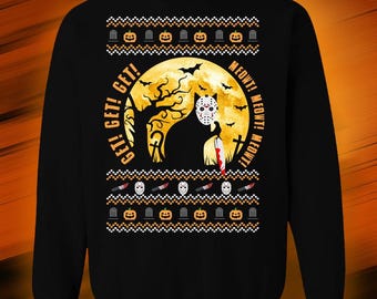 Funny Black Cat Halloween Sweatshirt – Friday the 13th Horror Parody