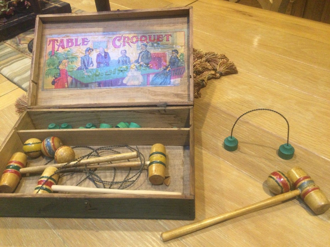 Antique Miniature Croquet Set. Box Set With All Pieces. Approximately