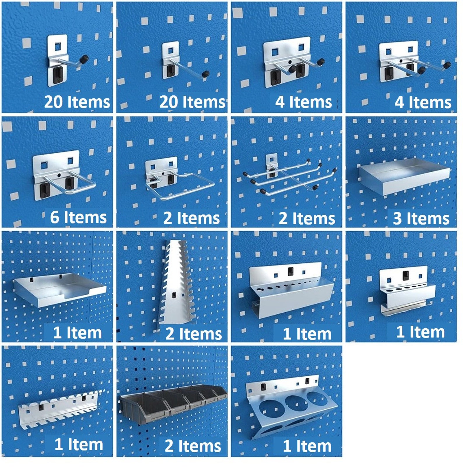 Metal Pegboard Organizer Accessory Set & Tool Storage and Organization ...