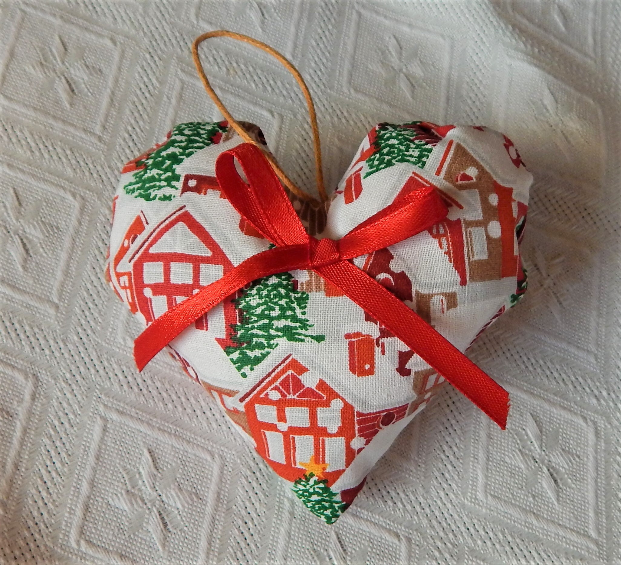 Coeur de Noël en Tissu