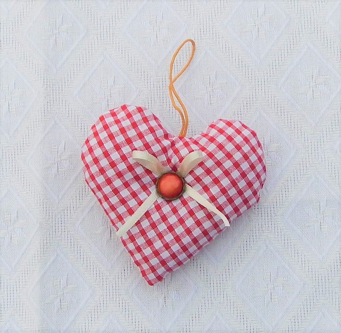 Coeur en Tissu Fait Main à Suspendre