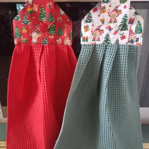 Washable Christmas hanging hand towel, Christmas hanging tea towel