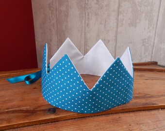 Turquoise blue fabric crown for kings, queens, princes, princesses, Epiphany, costumes, birthdays, zero waste