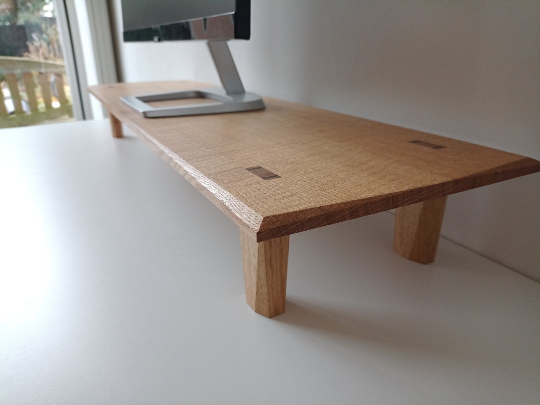 Oak Monitor Stand Dual Monitor Riser 100 Handcrafted Laptop Stand Desk