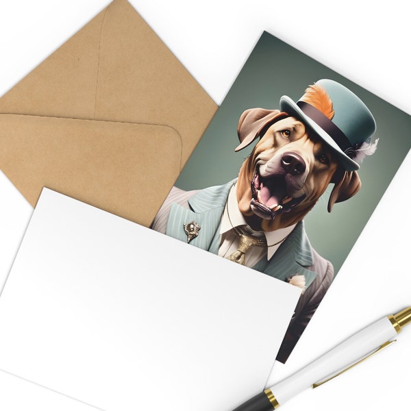 Set 7 Postkarten mit wunderschönem Hund retro Look 20er Jahre Style 20's Geburtstagskarte für Freundin Hundemotiv exklusiv Geschenk