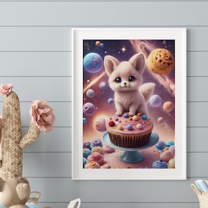 Póster colorido con simpáticos animales, cuadro en color para habitación infantil, póster para habitación de bebé con animal, bonita decoración de gatitos, póster infantil