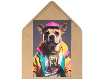 Set di 7 cartoline con divertente cane stile hip hop rapper look regalo di compleanno per figlio regalo per ragazzo cartolina con motivo animale stampa cane