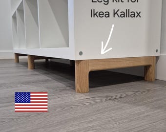 4" wooden base for Ikea Kallax, white oak, walnut, or mahogany