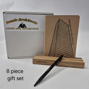 Mies van der Rohe Gift Box, Oak Pen Holder, Notebooks, Pen, Architecture Lover