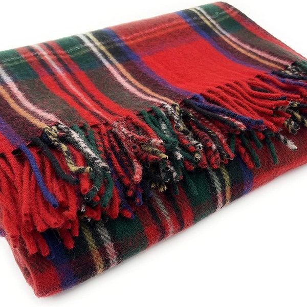 Royal Stewart Tartan Full Size Large Travel Blanket Throw 100% Premium New Wool