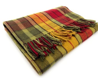 Couverture de voyage tartan pour genoux 100 % laine vierge dans une sélection de couleurs