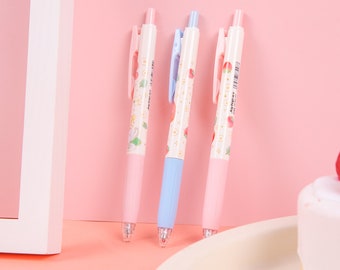 Canetas fofas para shake de morango - Caneta de gel com tinta preta Micro Point de 0,5 mm