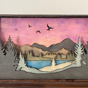 Archivo SVG de pared en capas - Arte - Arte de pared de naturaleza - Arte de pared 3D - Arte de pared de madera - Diseños de naturaleza en capas -