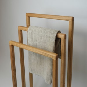 Towel holder Luis handmade from oak - short version 45 cm - shelf for clothes - clothes rack - bathroom