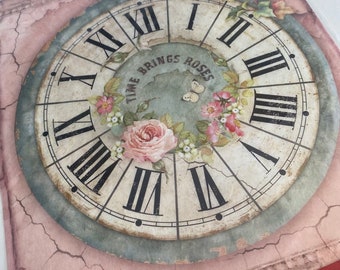 Stamperia Rice Paper Clock Roses | Decoupage | Scrapbooking | Home Decor |