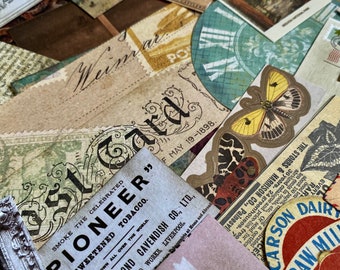 60+ Piece Junk Journal Paper and Embellishments Pack | Ephemera | Scrapbooking | Card Making | Vintage Look