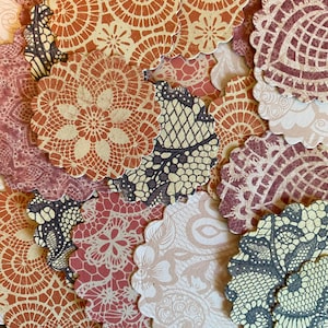Ensemble de 30+ ornements de style dentelle vintage à bords festonnés | Scrapbooking | Journaux indésirables | Mots-clés | Fabrication de cartes | Collage |