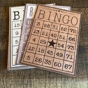 de bingo au look vintage | Éphémères pour le scrapbooking | Éphémères pour journaux indésirables | Papier cartonné Cartes de bingo | Technique mixte | Collage