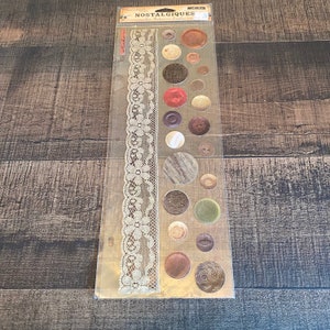 Autocollants vintage pour boutons et dentelle | Journaux indésirables | Scrapbooking | Fabrication de cartes | Technique mixte | Collage