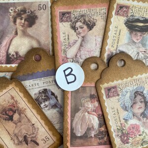 vintage pour femmes en kraft avec ficelle | Journaux indésirables | Scrapbooking | Fabrication de cartes | Étiquettes-cadeaux | Technique mixte