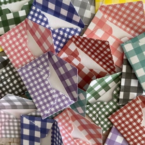 Jeu de 20 enveloppes et cartes Vichy minuscule | Pastel | Notes d'encouragement | Fée des dents | Papeterie printanière pastel vichy