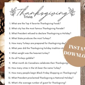 Thanksgiving Trivia Printable - Printable for Thanksgiving- Trivia ...