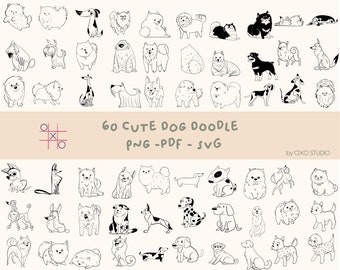 May include: A set of 60 black and white line drawings of cute dogs in various poses. The drawings are simple and whimsical, and they would be perfect for use in a variety of projects, such as greeting cards, invitations, or scrapbooking.