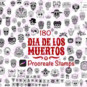 180 Dia De Los Muertos Timbres de procréation, vacances mexicaines, têtes de mort en sucre, autels de timbres de procréation