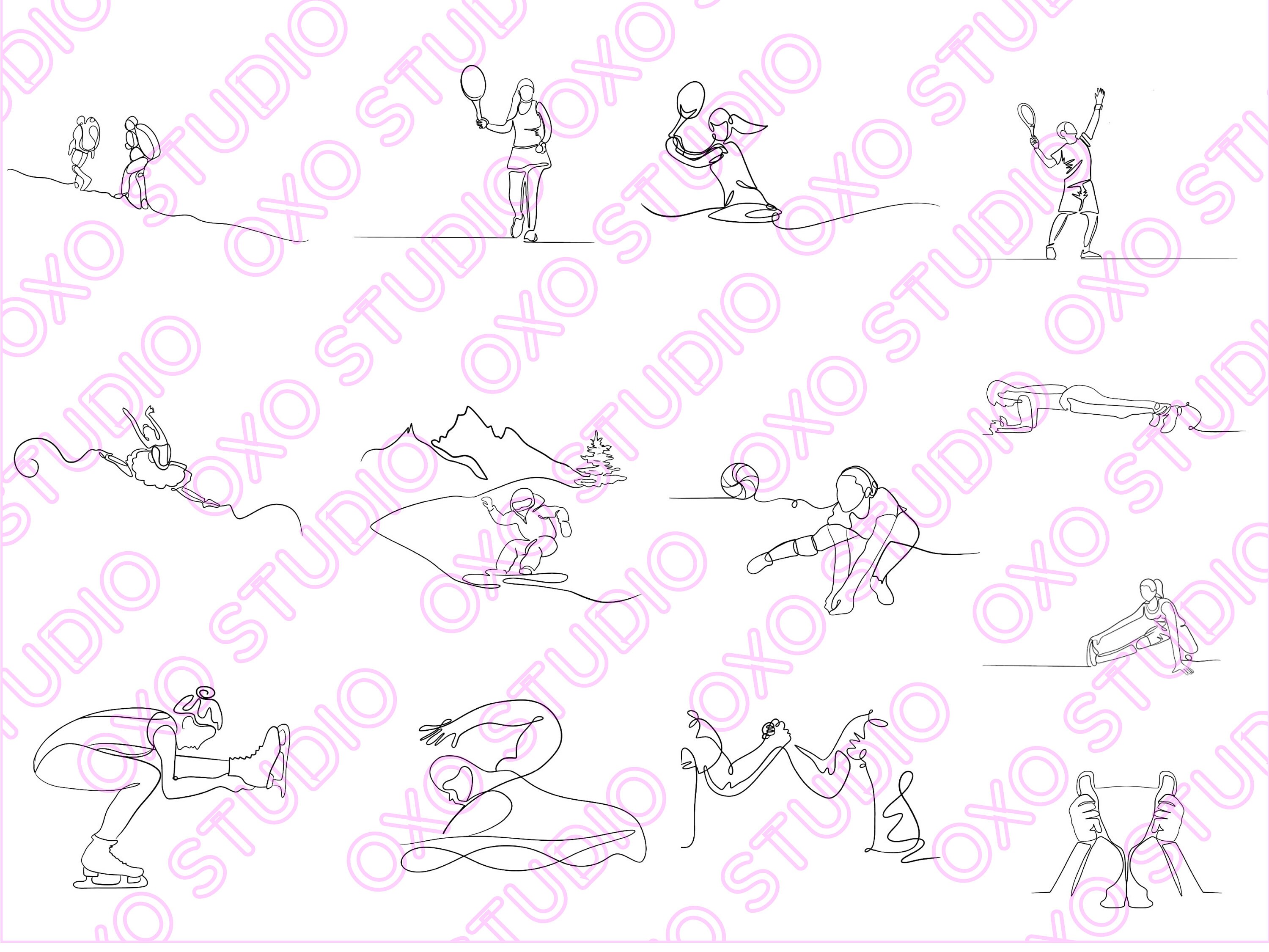 90 Sports Line Art Procreate Stamps,athletics,fitness,gymnastics ...