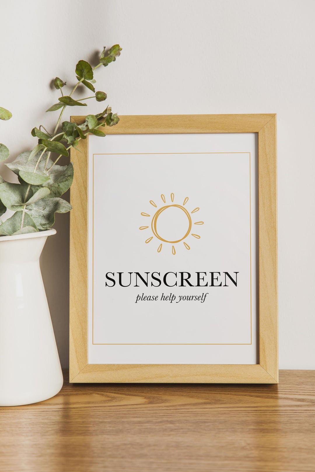 Sun Window Sign Customizable Summer Sign Printable – 8x10” Sun Sign for Sunscreen ...