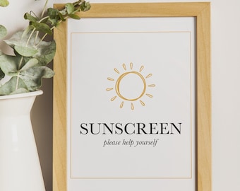Customizable Summer Sign Printable – 8x10” Sun Sign for Sunscreen Station or Event Welcome – Editable Text PDF or JPEG
