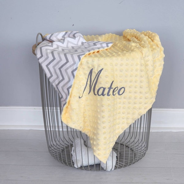 Baby blanket personalized, Baby name blanket, Custom baby boy gif, Yellow baby  boy blanket