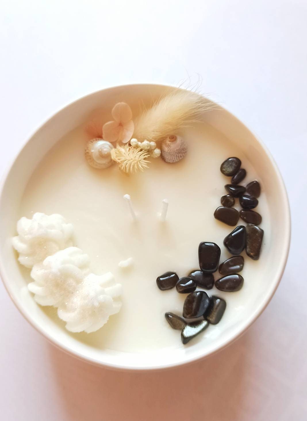 Bougie Obsidienne Dorée - Pierre Naturelle- Cadeau Coffret Prêt à Offrir Protection Spirituel Équili