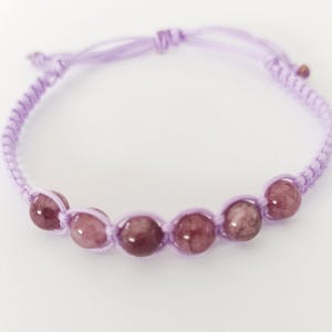 Adjustable Woven Lepidolite Bracelet Soothing Self Confidence Jewelry Gift