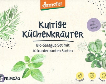 Kultige Küchenkräuter - Bio-Saatgut-Set mit 10 kunterbunten Sorten | Kräuter | Demeter | Primoza | Virginia‘s Naturwerk