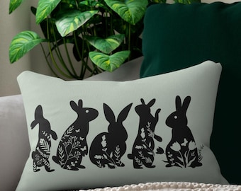 Cuscino lombare a forma di coniglietto floreale, cuscino da lancio a forma di coniglio, cuscino decorativo primaverile, accessorio per la casa, regalo di Pasqua per lei, grazioso decoro pasquale