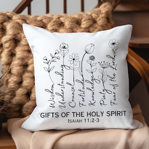 Gifts of The Holy Spirit Decorative Square Pillow, Catholic Home Decor, Holy Spirit Pillowcase, Catholic Throw Pillow, Christian Decorations