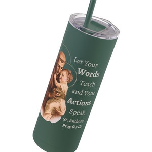 St. Anthony of Padua 20oz Matte Tumbler Mug, Catholic Saint Tumbler, Saint Quote Coffee Mug, Confirmation Gift, Gift for Catholic Teacher