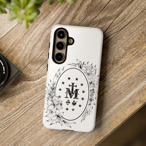 Wunderbare Medaille Samsung Galaxy S24 S23 S22 S21 Google Pixel 8 7 6 5 robuste Handyhülle, Katholische Android Handyhülle, Jungfrau Maria Hülle
