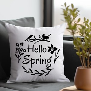 Cojín cuadrado con flores de primavera: decoración floral para el hogar, bonito cojín decorativo primaveral, cojín con acento botánico, regalo para jardineros.